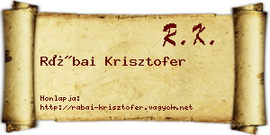 Rábai Krisztofer névjegykártya